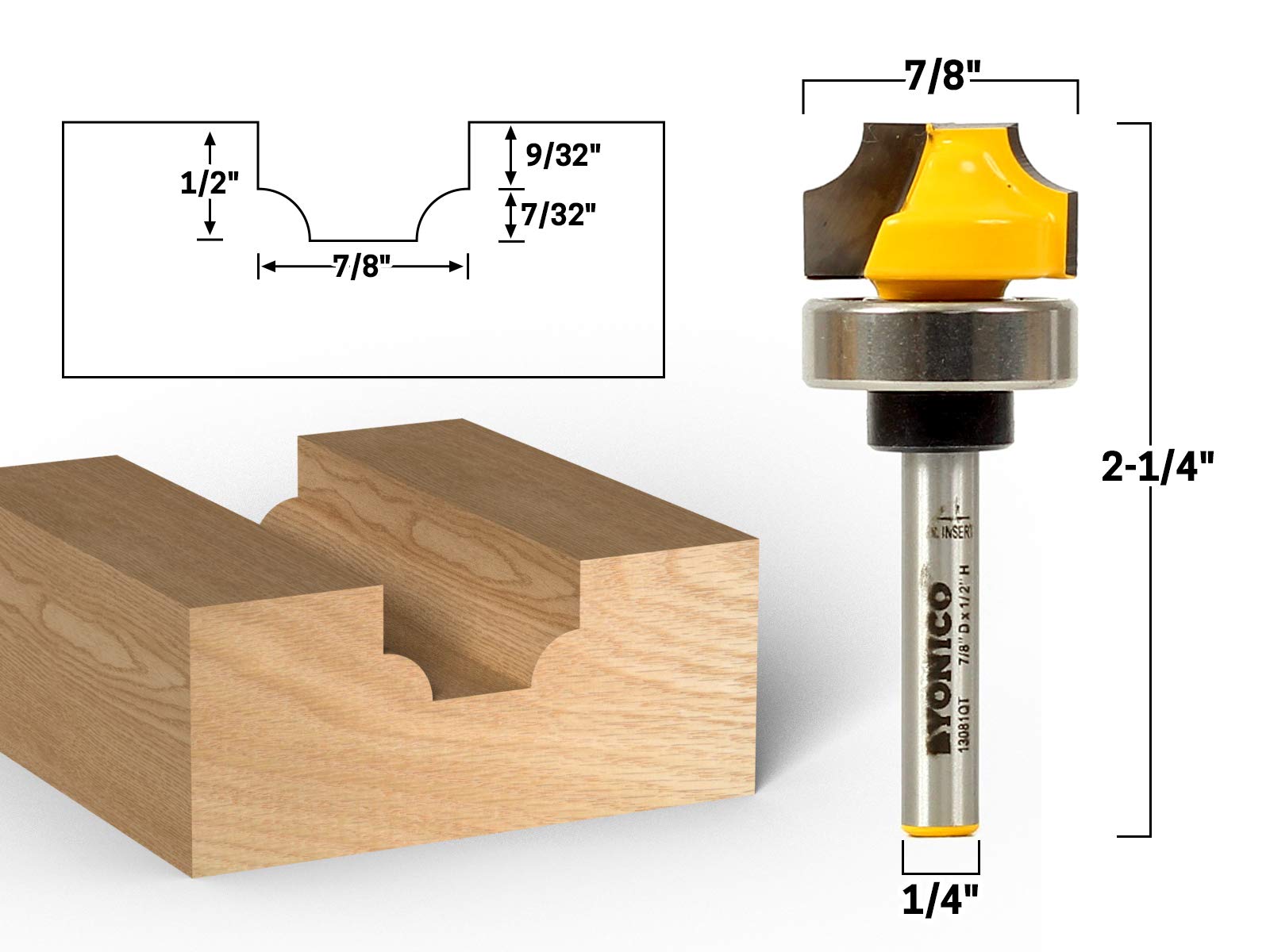 Yonico Groove Roundover Router Bit 7/32-Inch Radius 1/4-Inch Shank